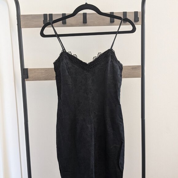 Vintage Black Lace Dress — Sweetheart Neckline, Beautiful Material - Picture 1 of 3